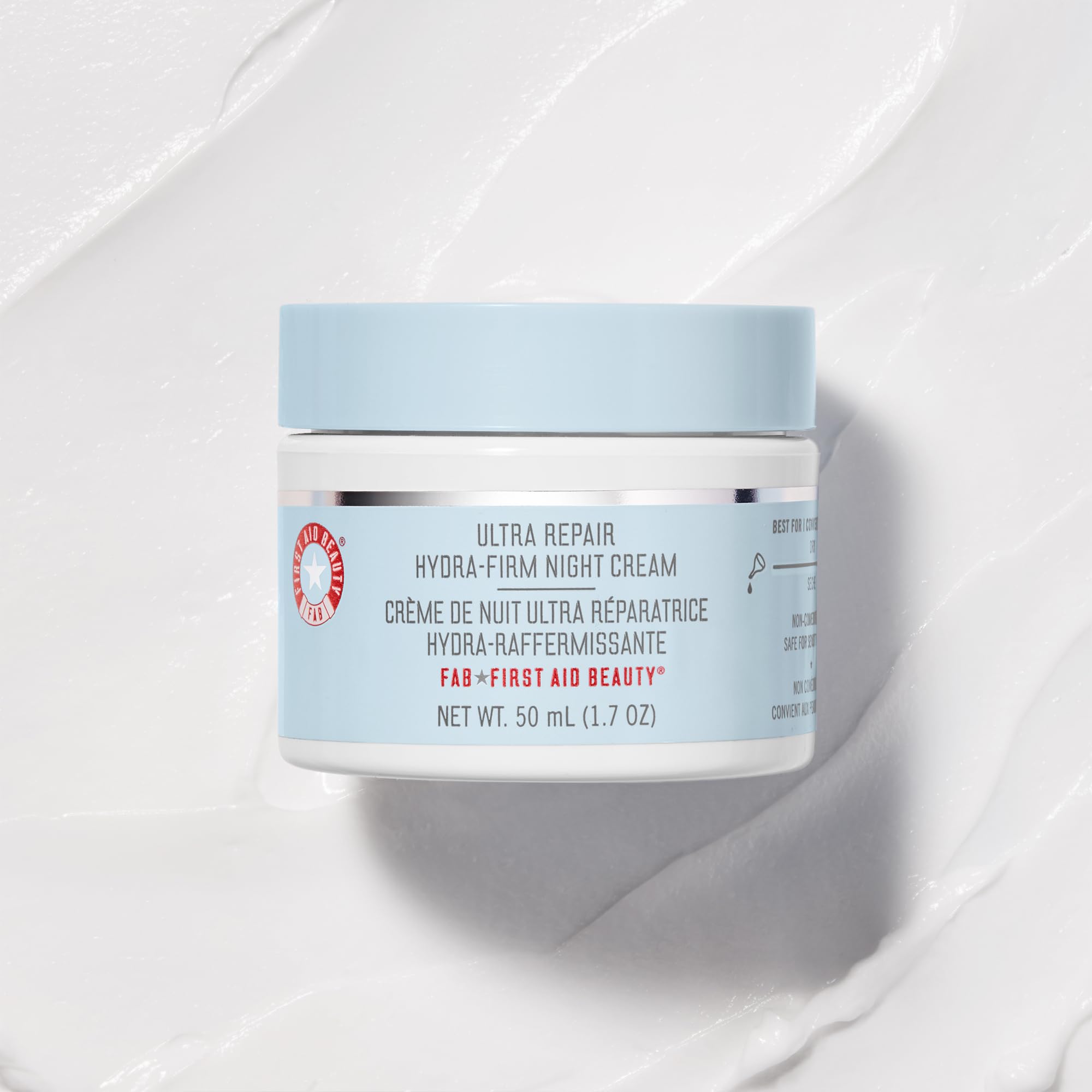 First Aid Beauty - Ultra Repair Hydra-Firm Night Cream, Hydrating Night Repair Skin Cream, Helps Visibly Combat Signs of Aging, Deeply Rich, Buttery Cream, Alcohol Free, Safe on Sensitive Skin, 1.7 oz